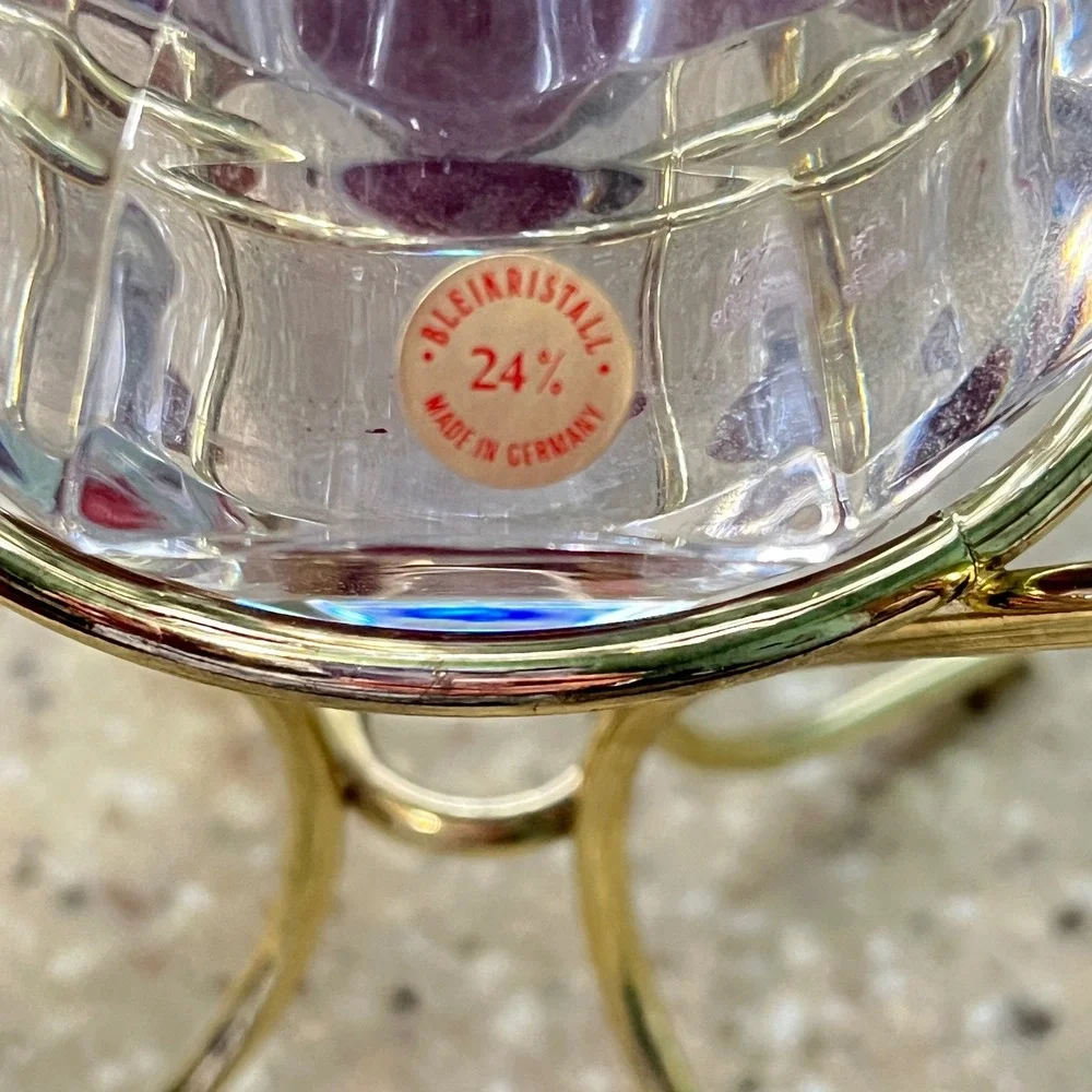 Bleikristall Crystal Votive Holder Clear Gold Diamond‎ Lead Glass Stand